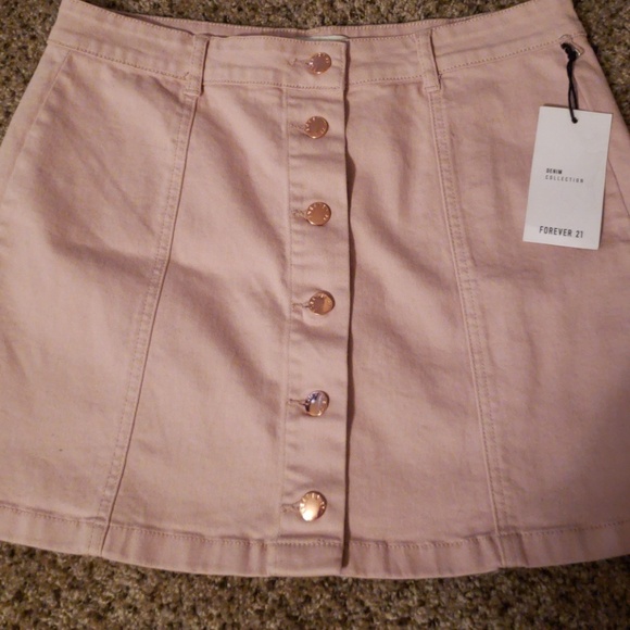 pink denim skirt forever 21